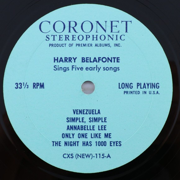 Harry Belafonte Sings Five Early Songs/Calypso In The Sun 1961 LP Record CXS 115 - Picture 11 of 16